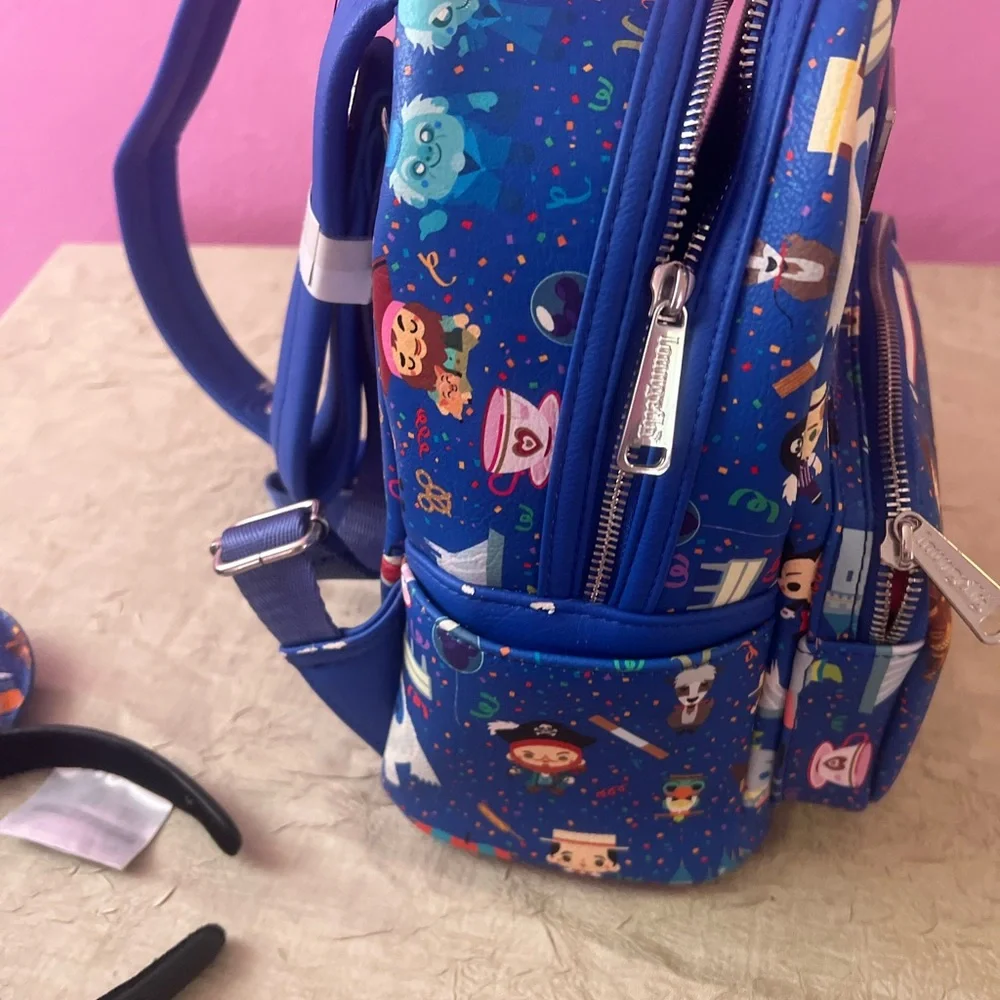 Bundle Loungefly Blue Disney Backpack with Ear Headband RARE